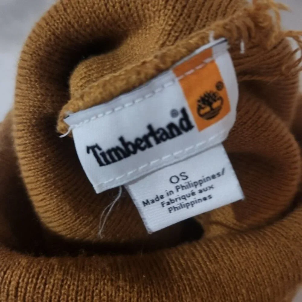 Timberland Beanie Hat Tan Cuffed‎ Knit OS stretch